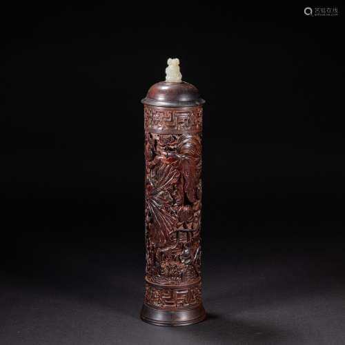 CHINESE RED SANDALWOOD INCENSE CONE FROM THE QING DYNASTY