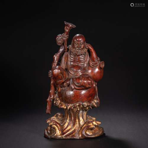 CHINESE YELLOW PEAR WOOD BUDDHA STATUE FROM QING DYNASTY