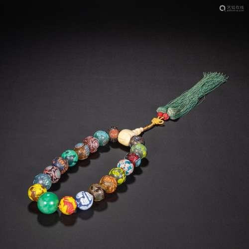 CHINESE GLAZED BUDDHIST BEADS FROM THE QING DYNASTY