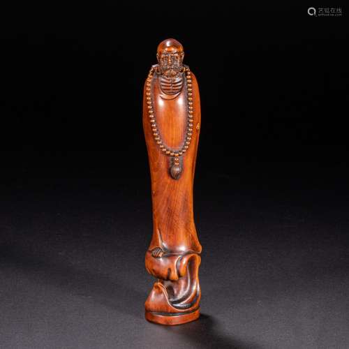 CHINESE BOXWOOD BUDDHA IN QING DYNASTY