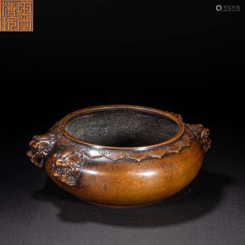 CHINESE COPPER INCENSE BURNER IN QING DYNASTY