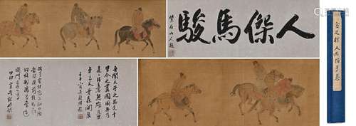 LONG SCROLL OF ANCIENT CHINESE PAINTING AND CALLIGRAPHY