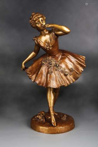 法国十九世纪 西尔文·金斯伯格（Sylvain KinsBurger） 芭蕾女孩 铜