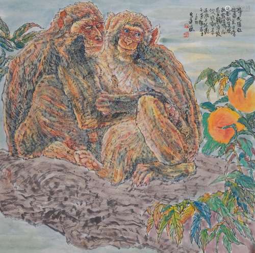李蒸蒸(b.1974) 猴 2009年作 设色纸本 镜心