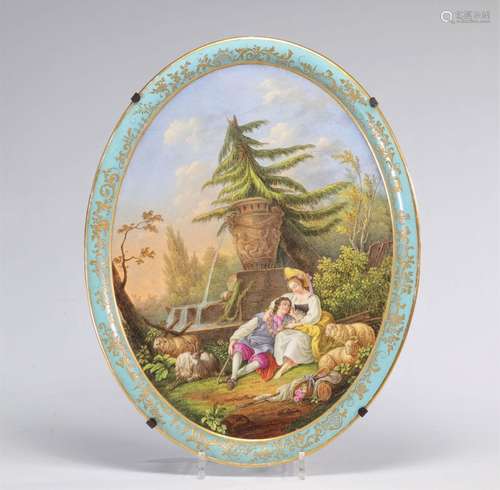 Sèvres Paris plaque en porcelaine \"scène romantique\&q...