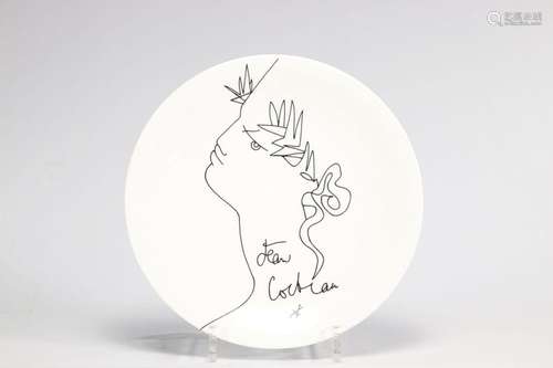 Jean COCTEAU (1889-1963) profil assiette en porcelaine de Li...