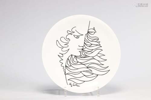 Jean COCTEAU (1889-1963) profil assiette en porcelaine de Li...