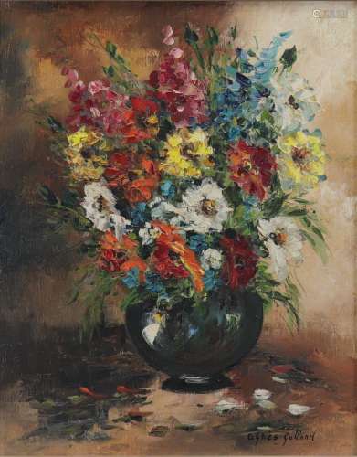 Agnès GALLAND (1942-) Huile \"vase fleuri\"\nPoids...