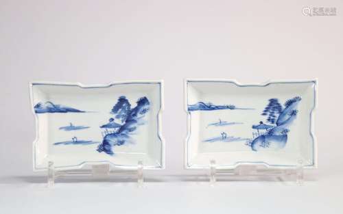 Plats en porcelaine japonaise à décor de paysages\nPoids: 42...