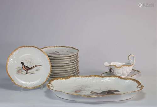 Service de \"chasse\" divers gibier en porcelaine ...