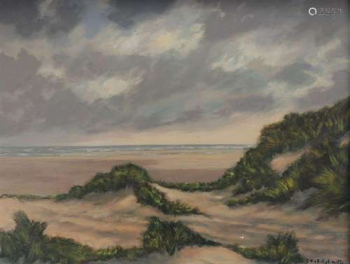 Gilbert VAN BELLEGHEM (1924) huile \"vue des dunes\&quo...