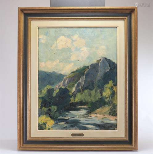 Richard HEINTZ (1871-1929) Huile \"vue de l\'Ourthe et ...