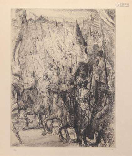 Jean DONNAY (1897-1992) gravure \"défilé militaire\&quo...