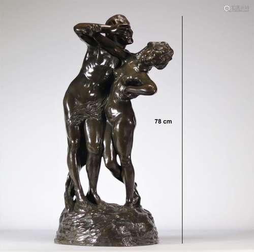 Jef LAMBEAUX (1852-1908) Rare grande statue en bronze \"...