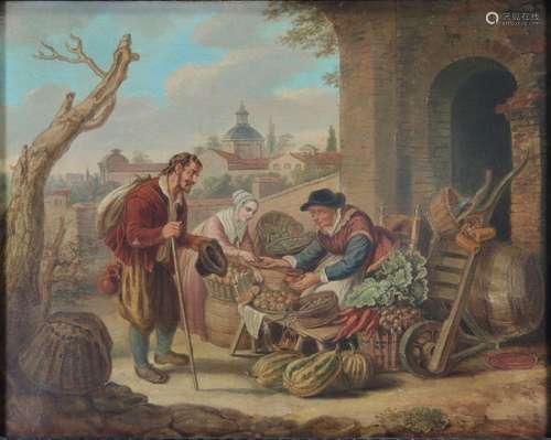 Huile sur toile \"Scène de marché\" provenant d\'A...