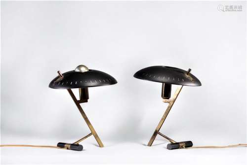 Louis Christiaan KALFF (1897-1976) / Philips Paire de lampes...