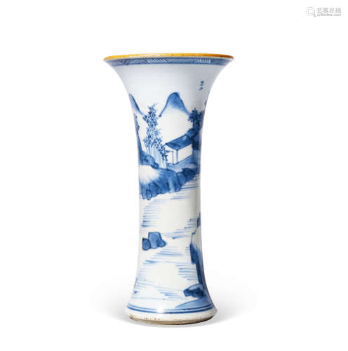 清早期 青花山水纹花觚
Early Qing Dynasty
BLUE AND WHITE ‘LAN...