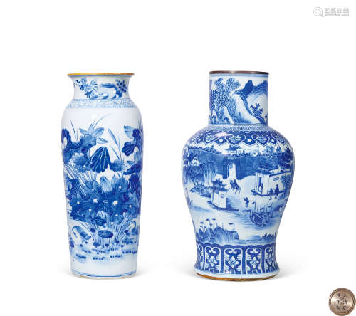 清中期 青花瓶 2件
Middle Qing Dynasty
TWO BLUE AND WHITE VAS...