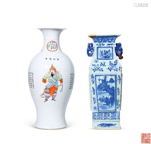 清 青花和粉彩瓶 2件
Qing Dynasty
TWO BLUE AND WHITE FAMILLE ...