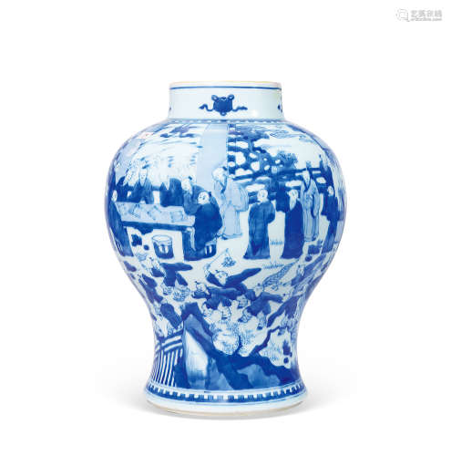 清康熙 青花百子将军罐
Kangxi Period, Qing Dynasty
BLUE AND W...