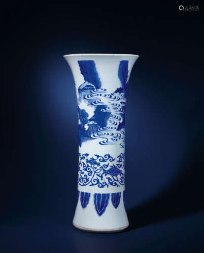 明崇祯 青花山水人物花觚
Chongzhen Period, Ming Dynasty
BLUE ...