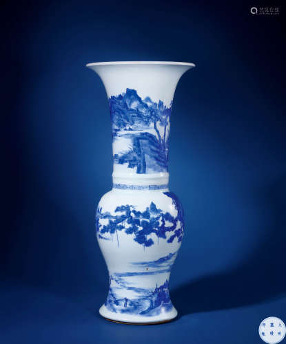 清康熙 青花山水人物图凤尾尊
Kangxi Period, Qing Dynasty
BLUE...