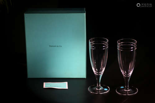 蒂芙尼（Tiffany）水晶香槟酒杯一对
