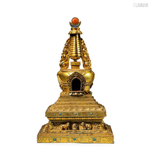 Gilt-Bronze Pagoda