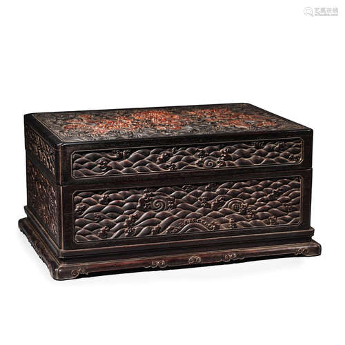 Sandalwood Boxwood Inlaid Dragon Curio Box