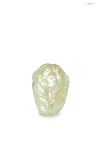 White jade dragonfly and lotus ornament