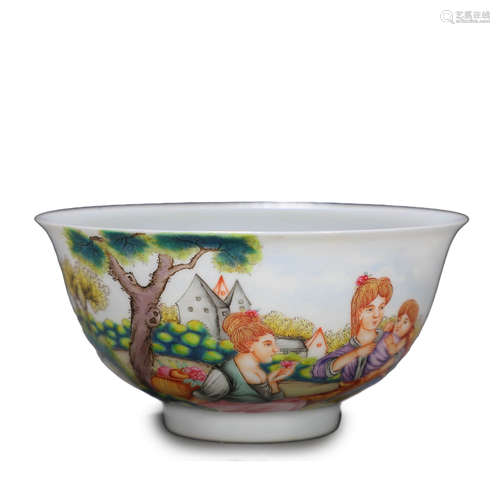 Yangcai Glaze Figure Bowl