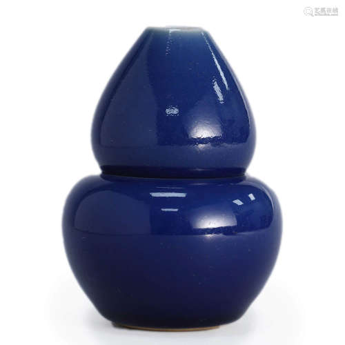 Sacrificial Blue Glaze Double-Gourds Shape Bottle
