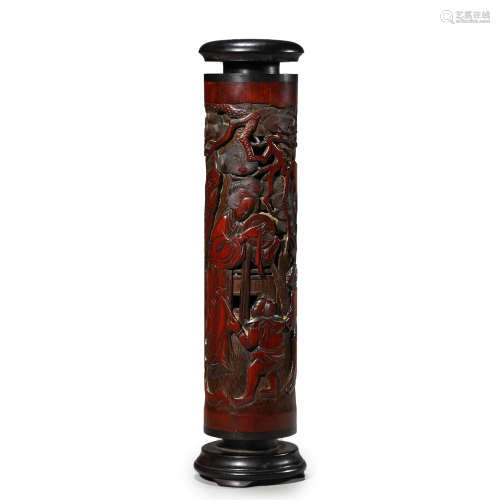 Carved Bamboo Figure Perfumier