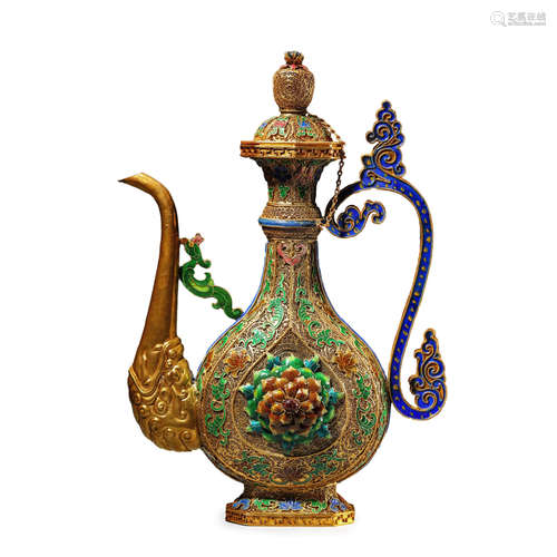 Gems Inlaid Silver Gilding Ewer