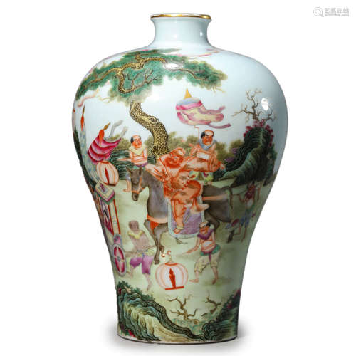 Famille Rose Figure Story Vase