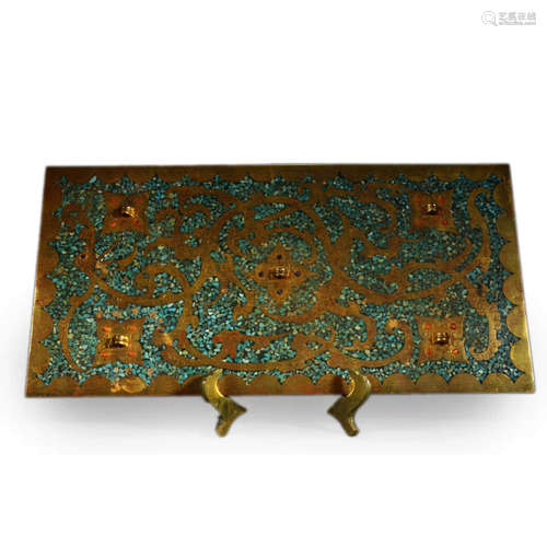 Turquoise Inlaid Gilt-Bronze Hanging Screen