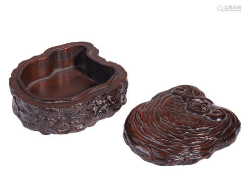 Lobed sandalwood box and cover