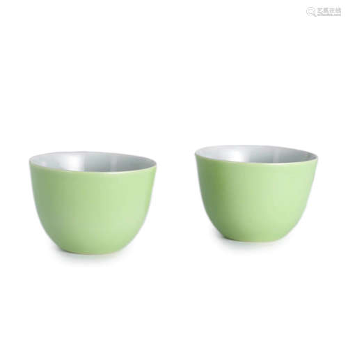 Pair of Apple Green Glaze Cups