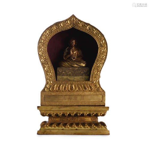 Gilt-Bronze Statue of Buddha and Shrine