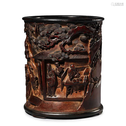 Bamboo Figure Story Brush Pot