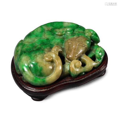 Jadeite Jade Deer and Lingzhi