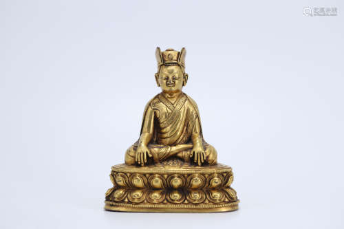 清代 铜鎏金噶玛巴造像