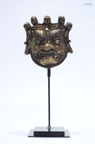 清代 铜铸护法面具
