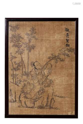 Qing Dynasty, hair embroidered Avalokitesvara hanging screen