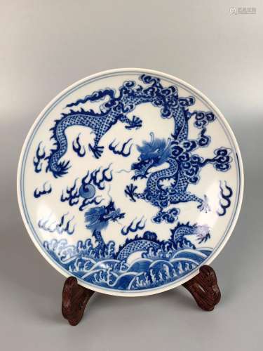 blue and white plate