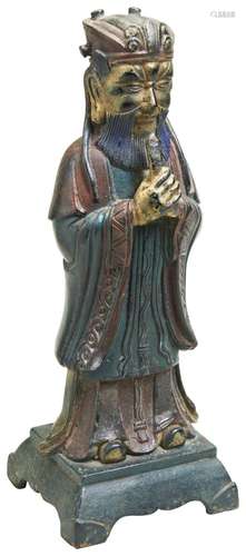 BRONZE FIGURE A DAOIST IMMORTAL 17TH / 18TH CENTURY the figu...