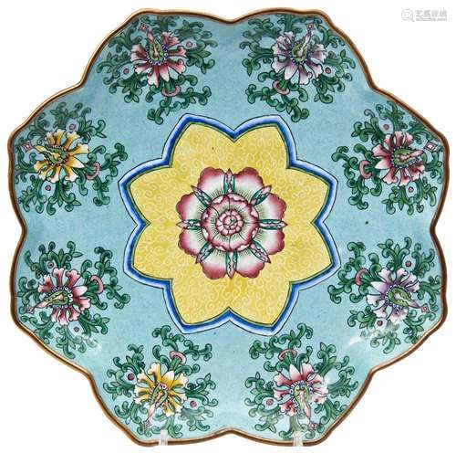 CANTON ENAMEL FAMILLE ROSE \'LOTUS\' DISH LATE QING DYNASTY ...