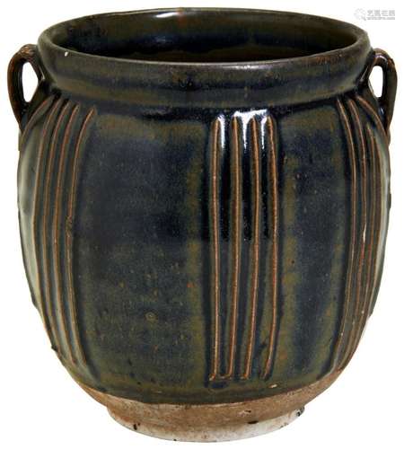 A \'CIZHOU\' BLACK-GLAZED RIBBED JAR NORTHERN SONG / JIN DYN...