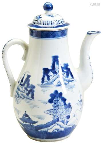 A CHINESE EXPORT BLUE AND WHITE COFFEE POT, Qianlong period,...