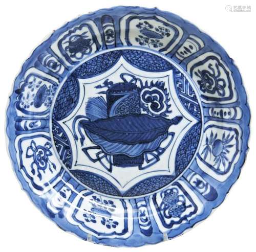 A RARE CHINESE PORCELAIN BLUE & WHITE KRAAK PLATE WANLI ...